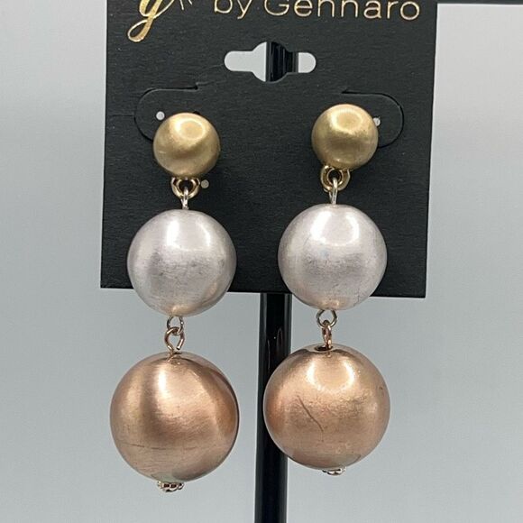 G by Gennaro Dangle Earrings Copper Silver Gold - Picture 3 of 5